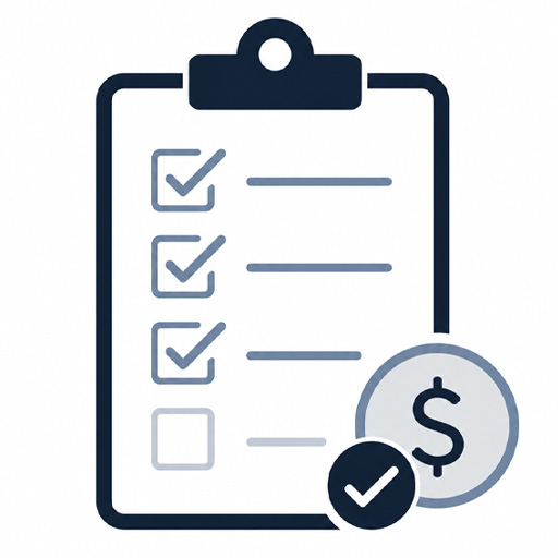 Checklist and dollar icon representing buyer financial preparation and mortgage pre-approval