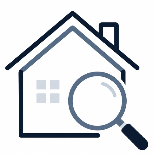 House and magnifying glass icon representing the home search process