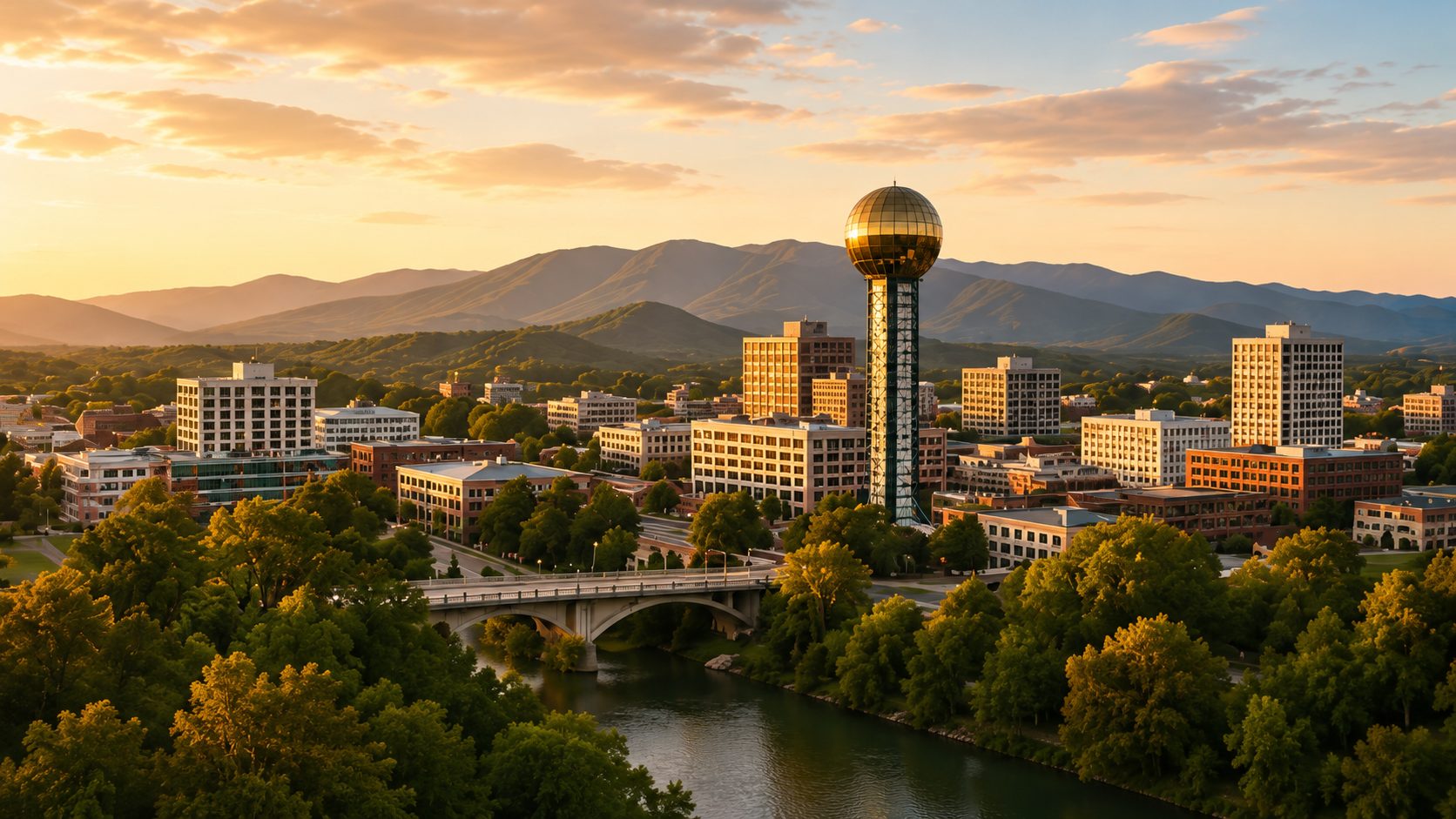 Knoxville skyline and East Tennessee mountains representing local buyer guidance from Wallace Real Estate