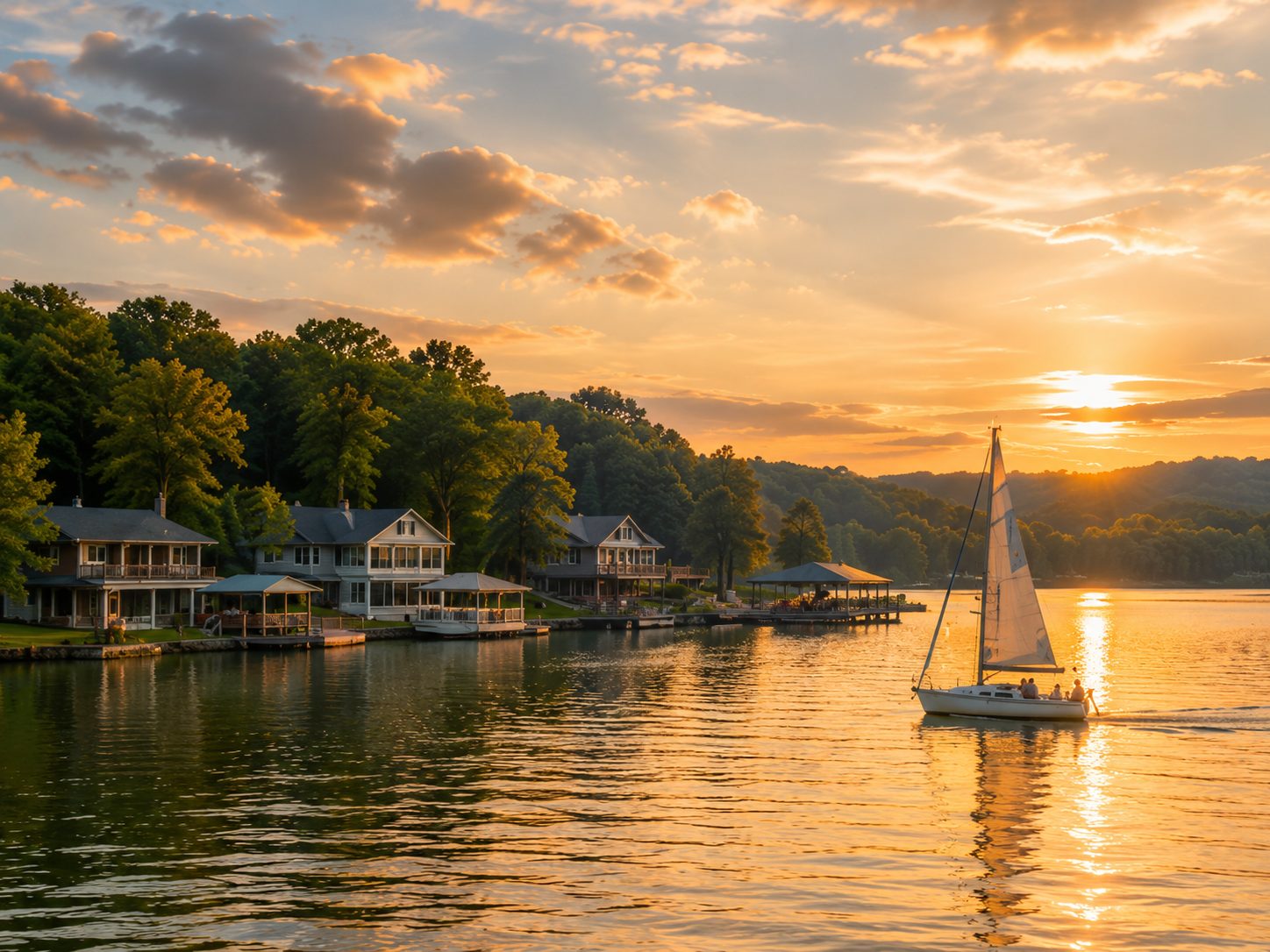 East Tennessee lake and river community with waterfront homes