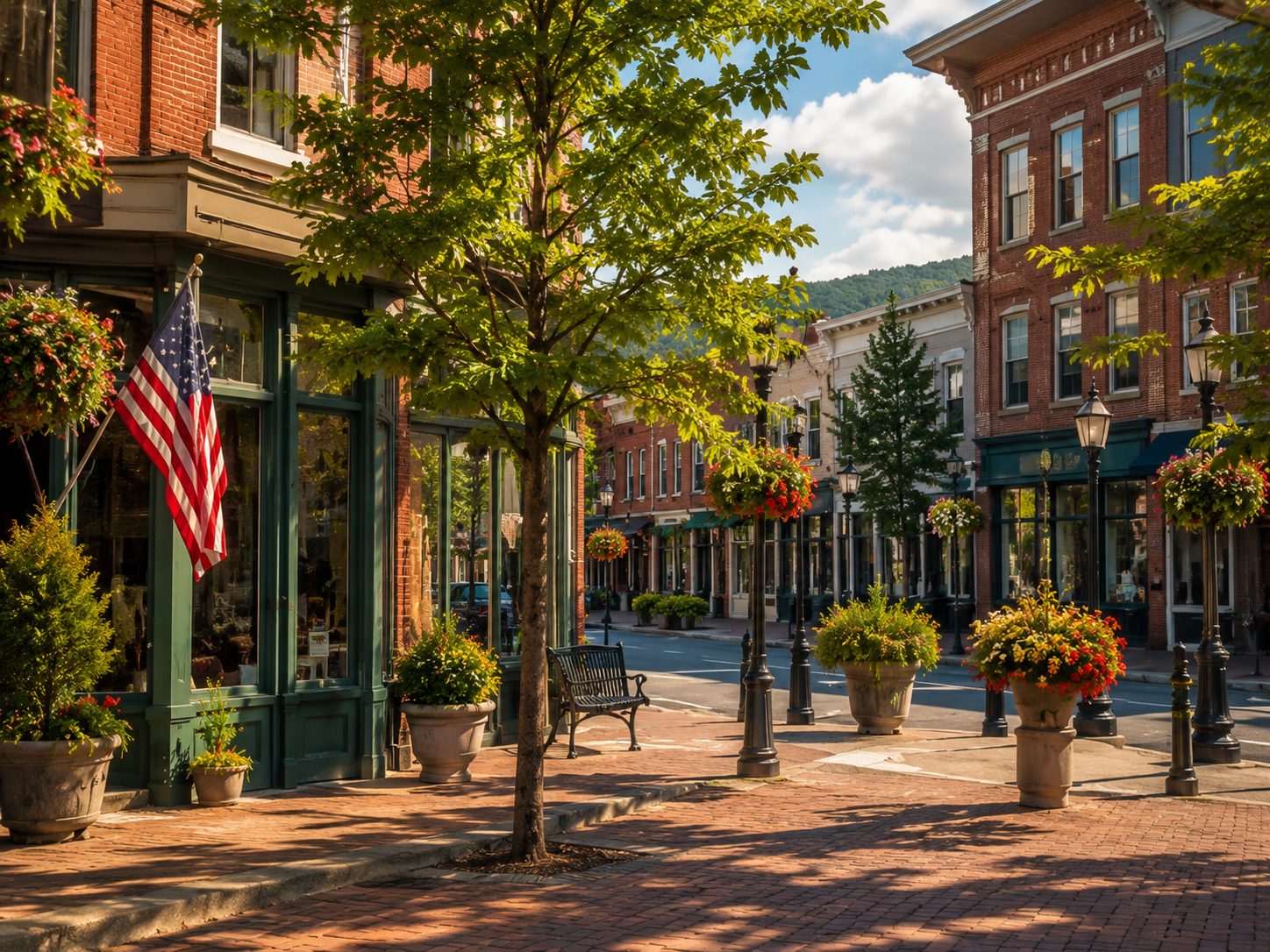 Charming small town street in East Tennessee