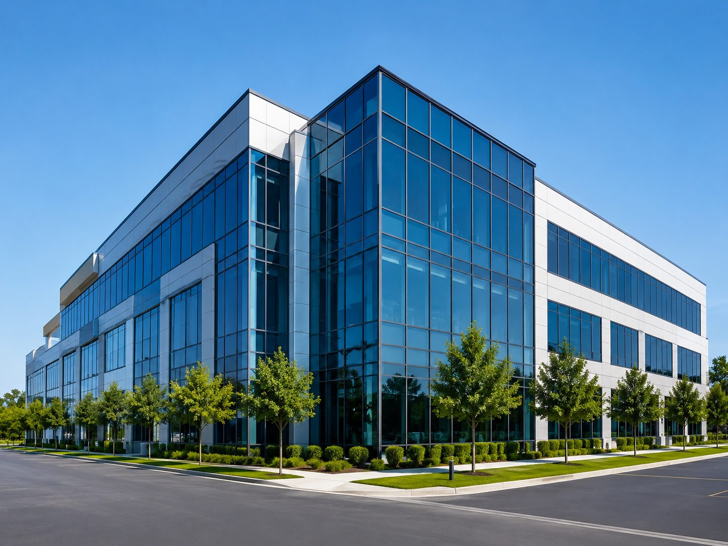 Modern office building representing commercial real estate services in Knoxville Tennessee