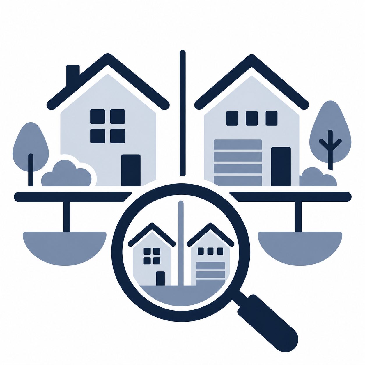 Icon representing comparison of new construction builder communities