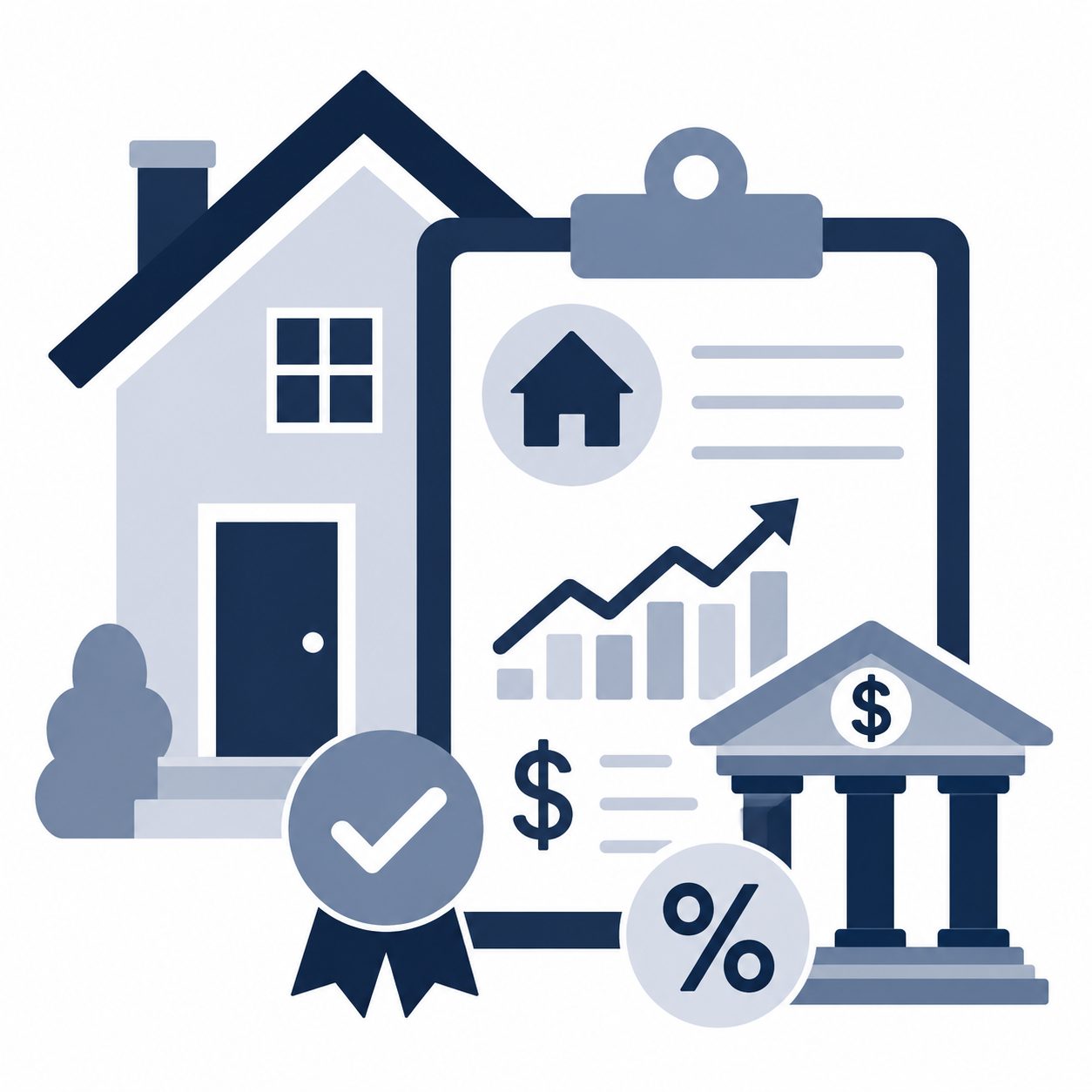 Icon representing lender and appraisal steps during the home closing process