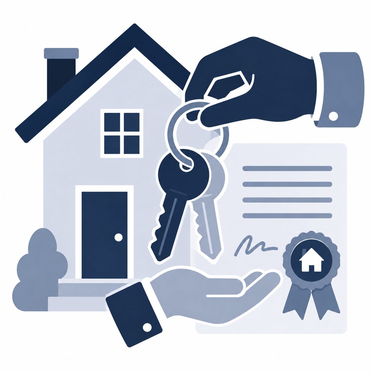 Icon representing closing day and keys for home buyers