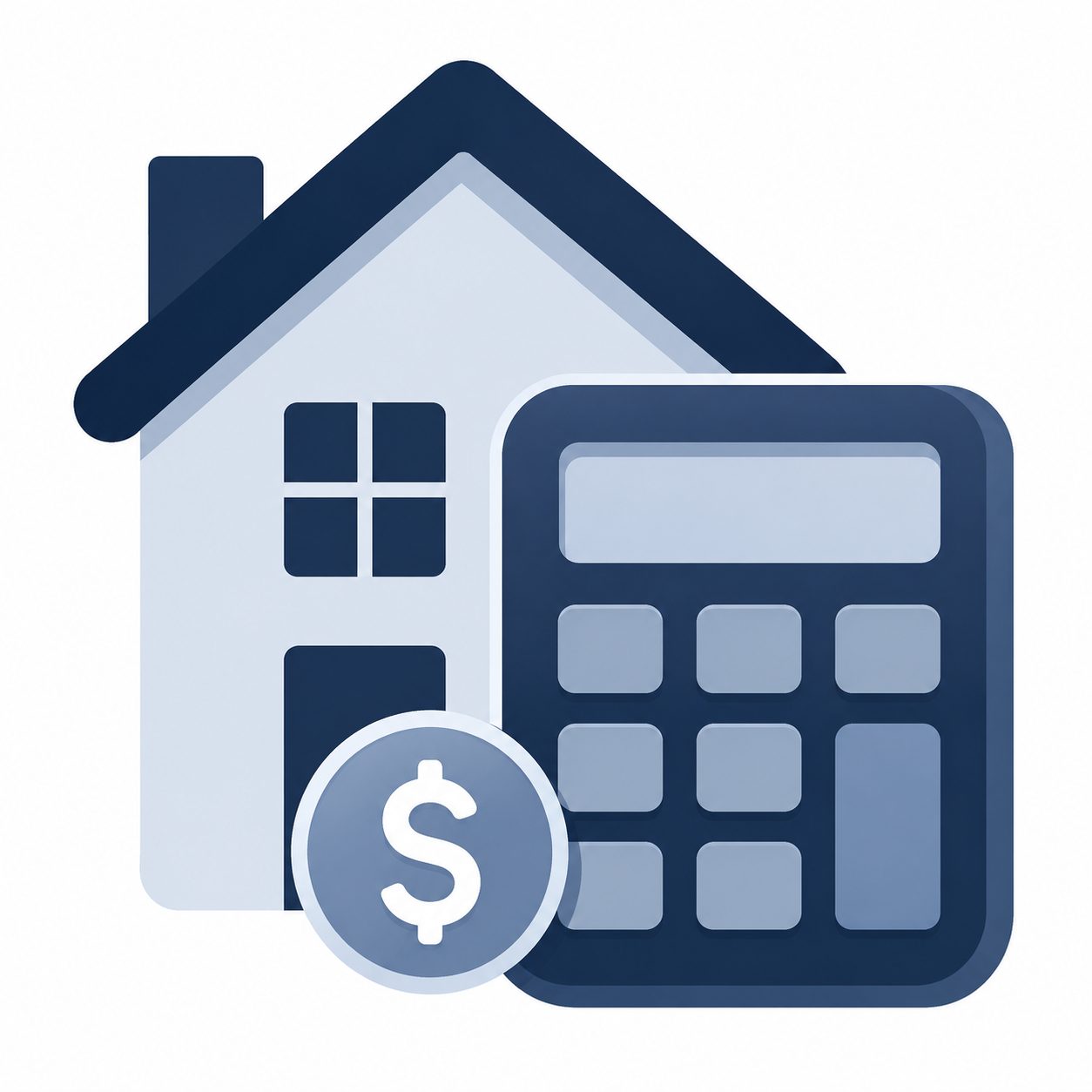 Icon showing a house, calculator, and dollar symbol representing monthly payment comfort before buying a home