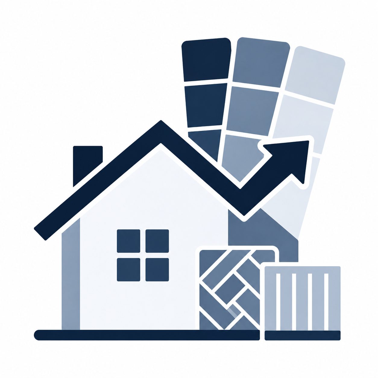 Icon showing a home renovation concept representing updates before selling a home