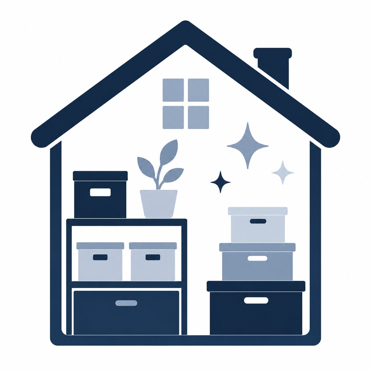 Icon showing an organized home concept representing market response after listing