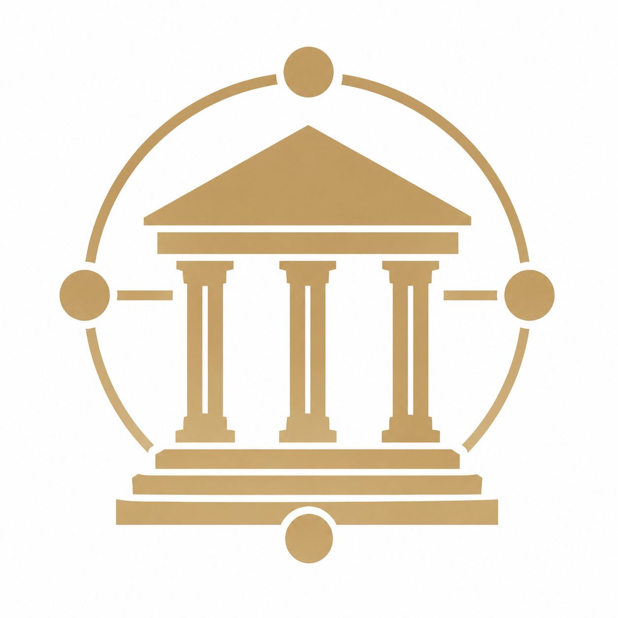 Gold classical building icon representing luxury real estate member companies