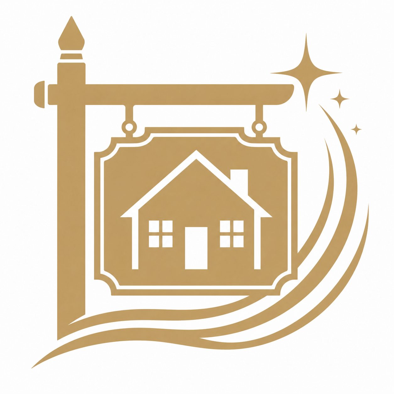 Gold real estate sign icon representing luxury listings marketed annually