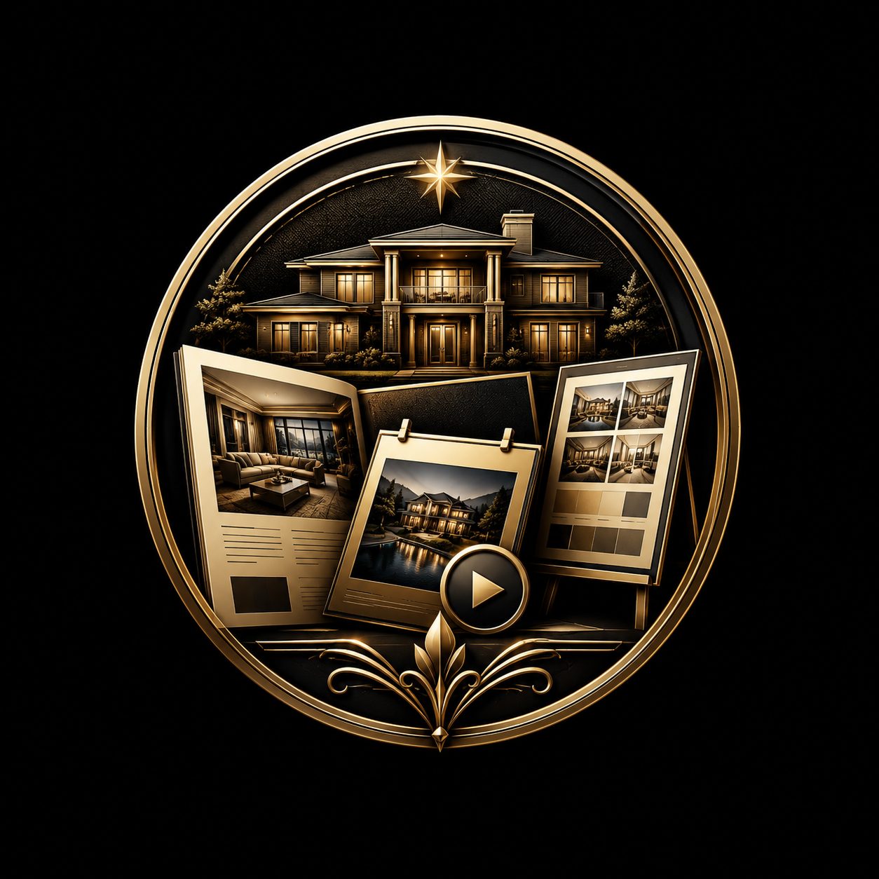 Luxury real estate icon representing polished listing presentation and high-end marketing materials