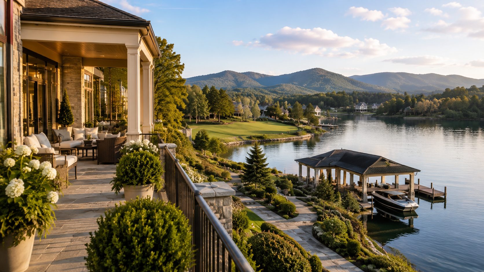 Luxury lakefront home with private dock and waterfront views in East Tennessee