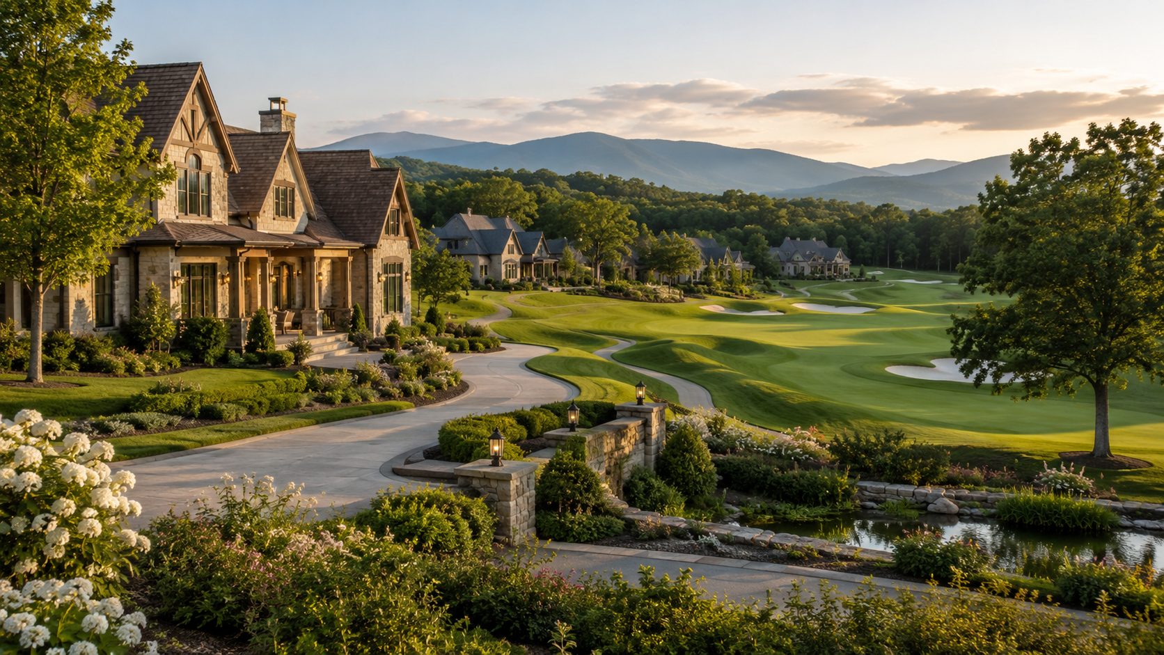 Luxury golf community residence overlooking fairways and East Tennessee mountains