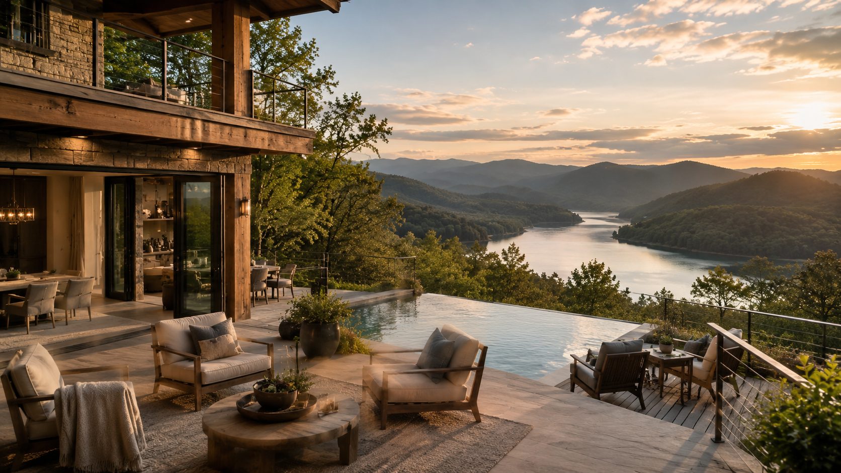 Luxury East Tennessee lakefront estate with outdoor living, views, quality finishes, and market appeal