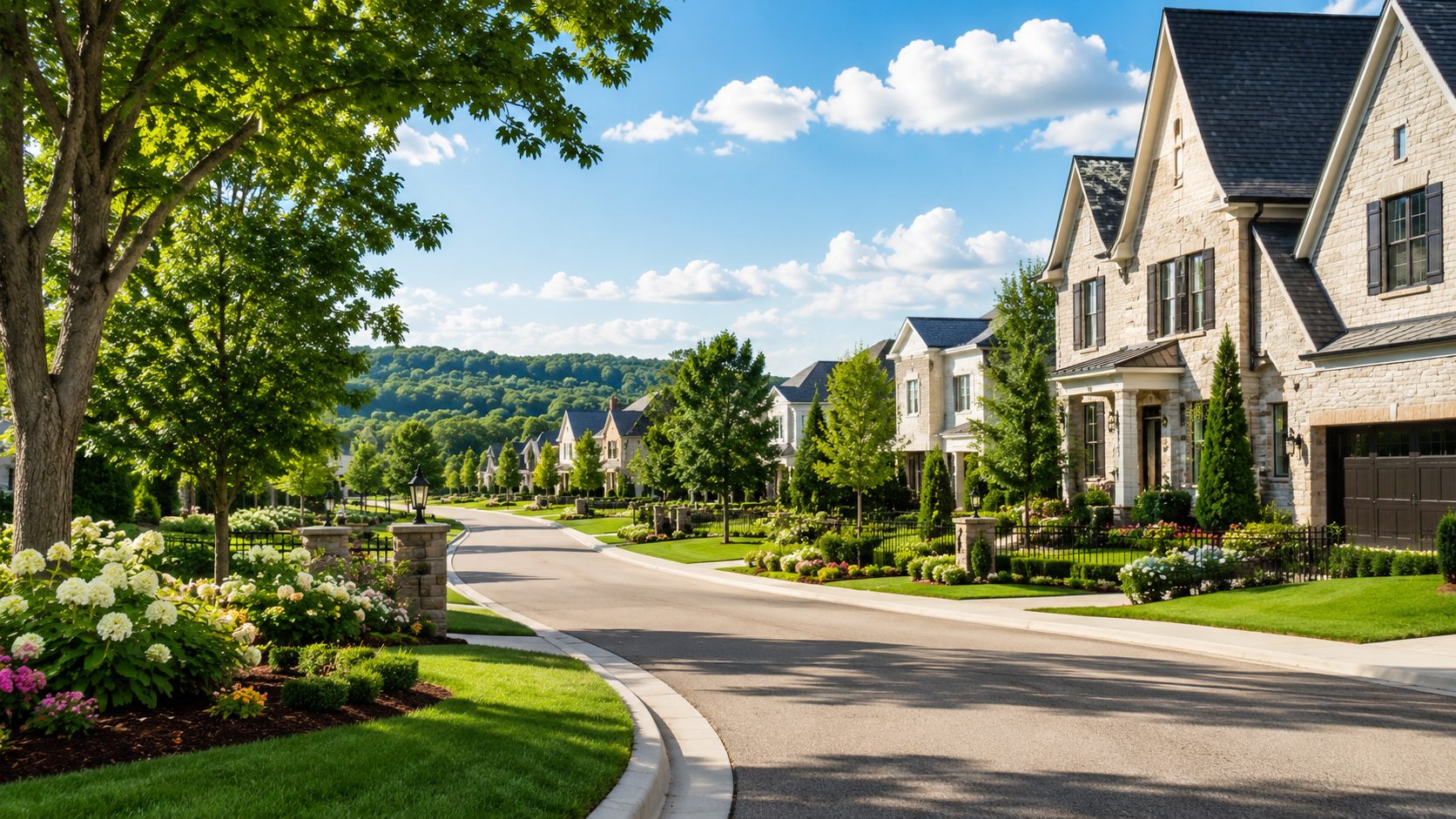 Farragut and West Knoxville luxury neighborhood with upscale homes and manicured landscaping