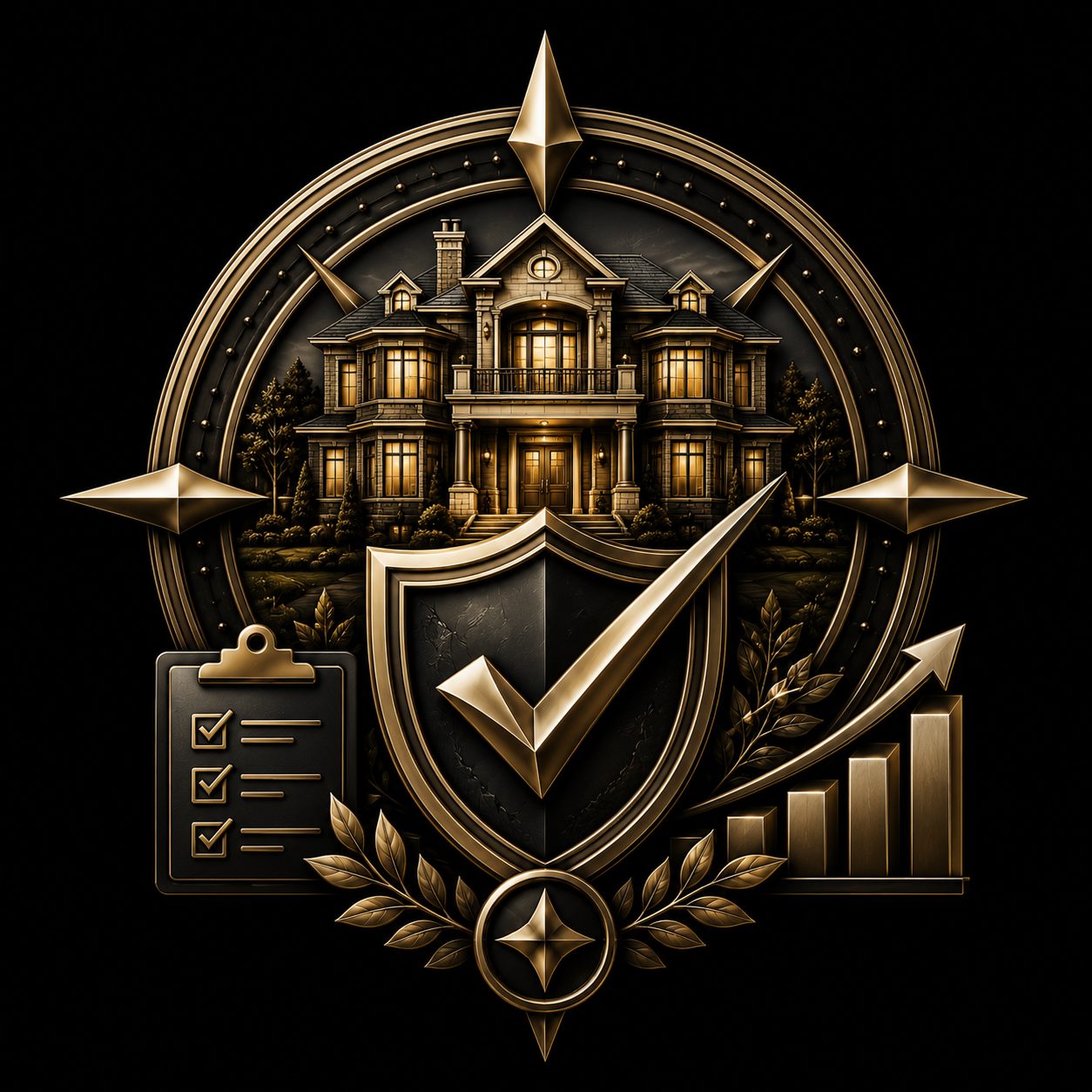 Privacy and discretion icon with secure luxury estate crest