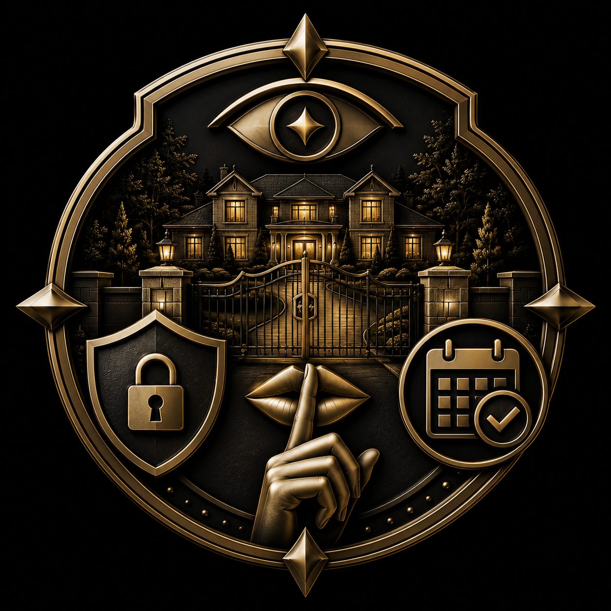 Seller confidence icon with secure luxury estate emblem