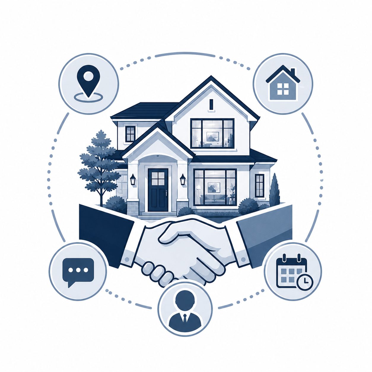 Connect with the right real estate professional icon showing agent referral support and professional matching.