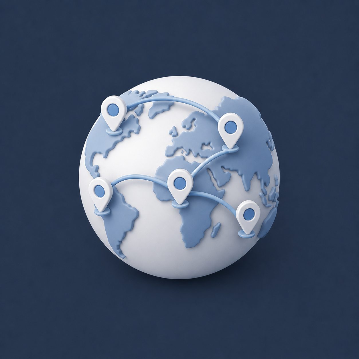3D globe icon representing real estate connections across 70 countries through Wallace and LeadingRE.
