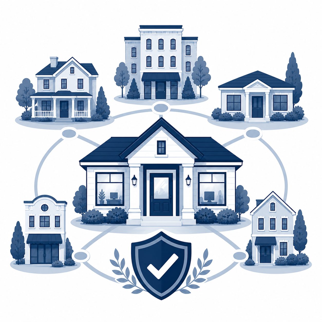 Independent brokerage strength icon showing connected local real estate firms and trusted regional brokerage support.