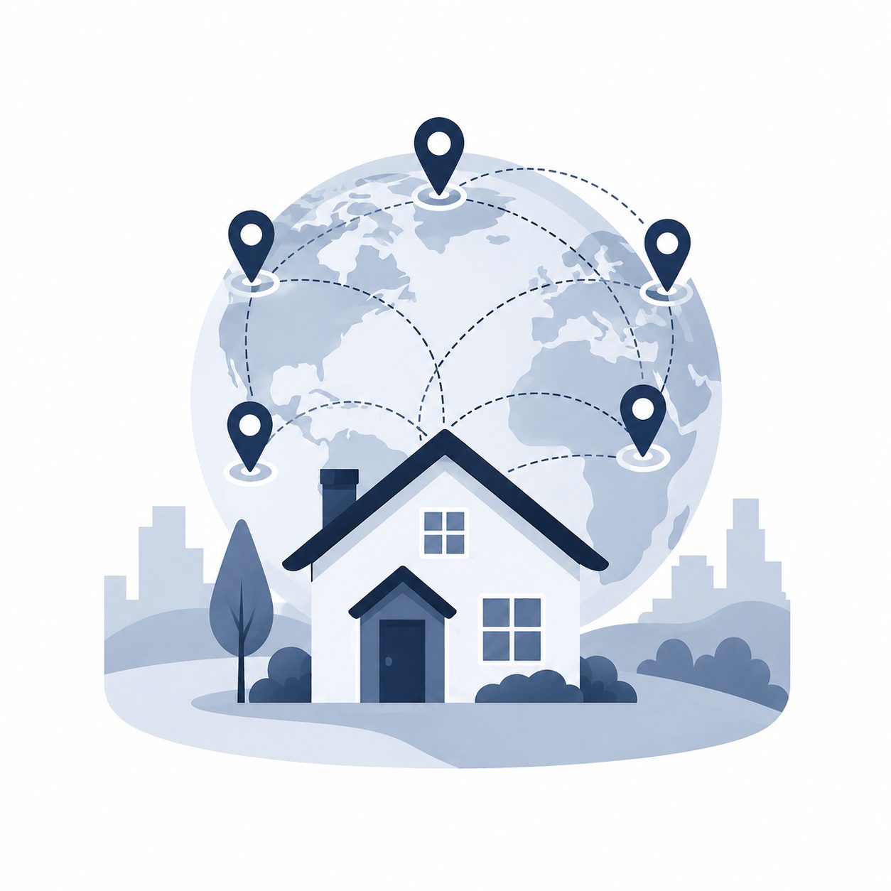 Connected across markets icon showing real estate referral connections through Wallace and LeadingRE.