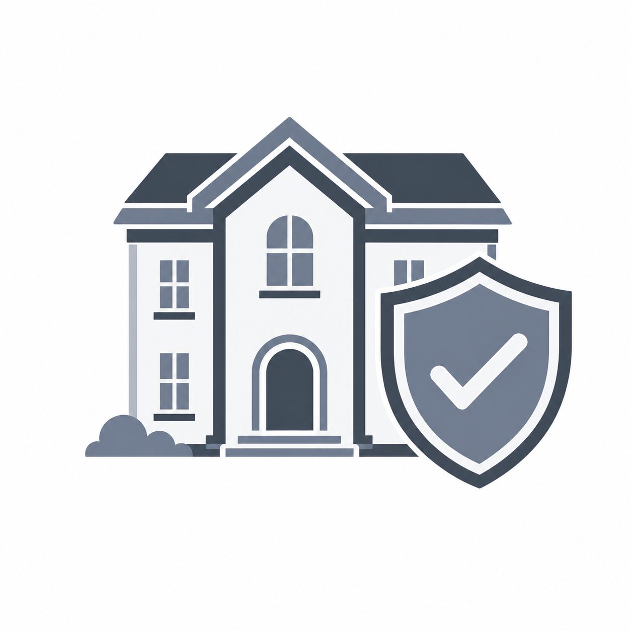 Luxury home with shield and check mark representing seller confidence