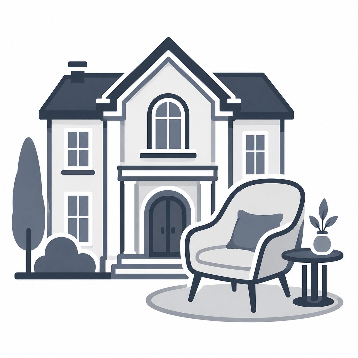 Luxury home with security shield representing privacy and comfort