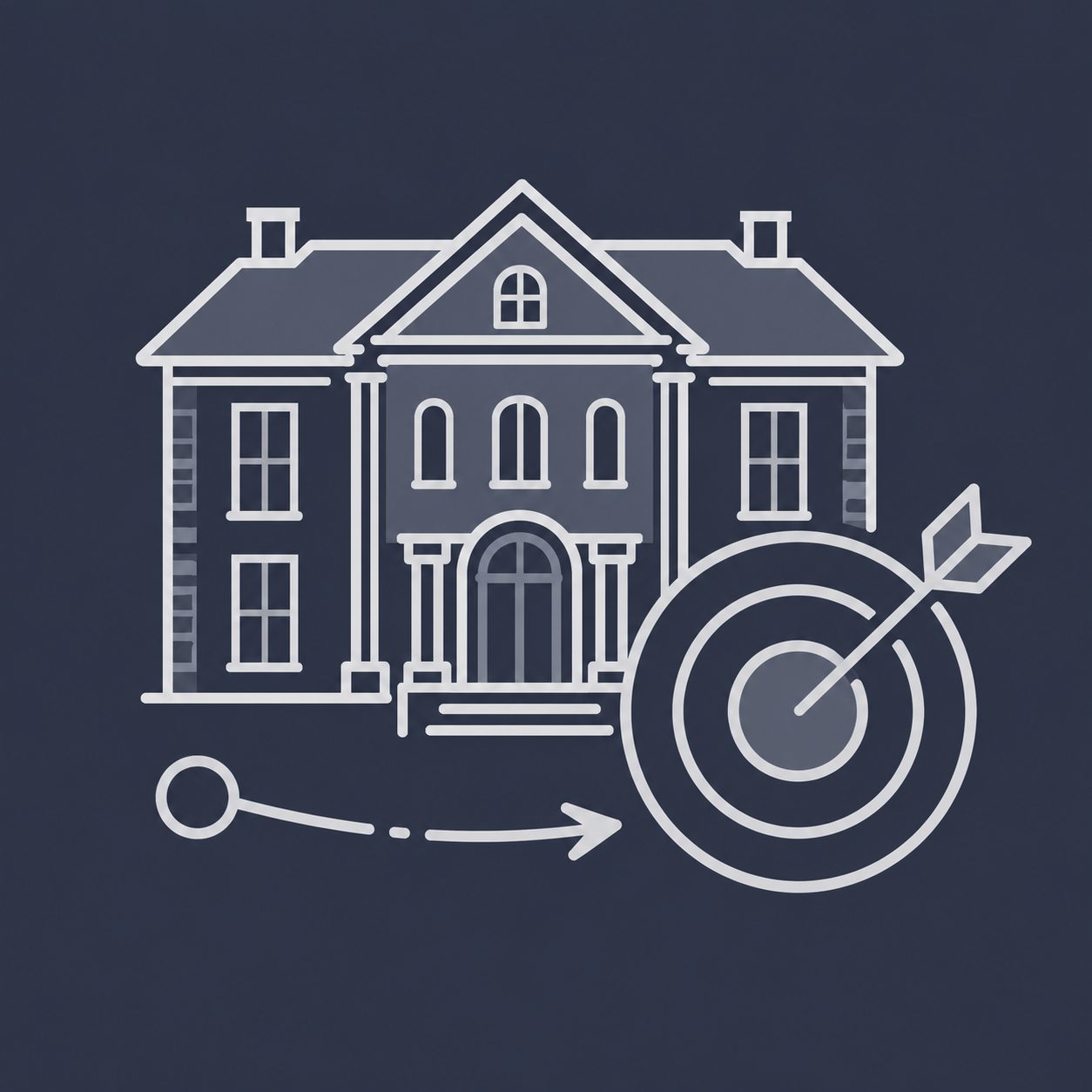 Luxury home with target and arrow representing strategic East Tennessee property marketing
