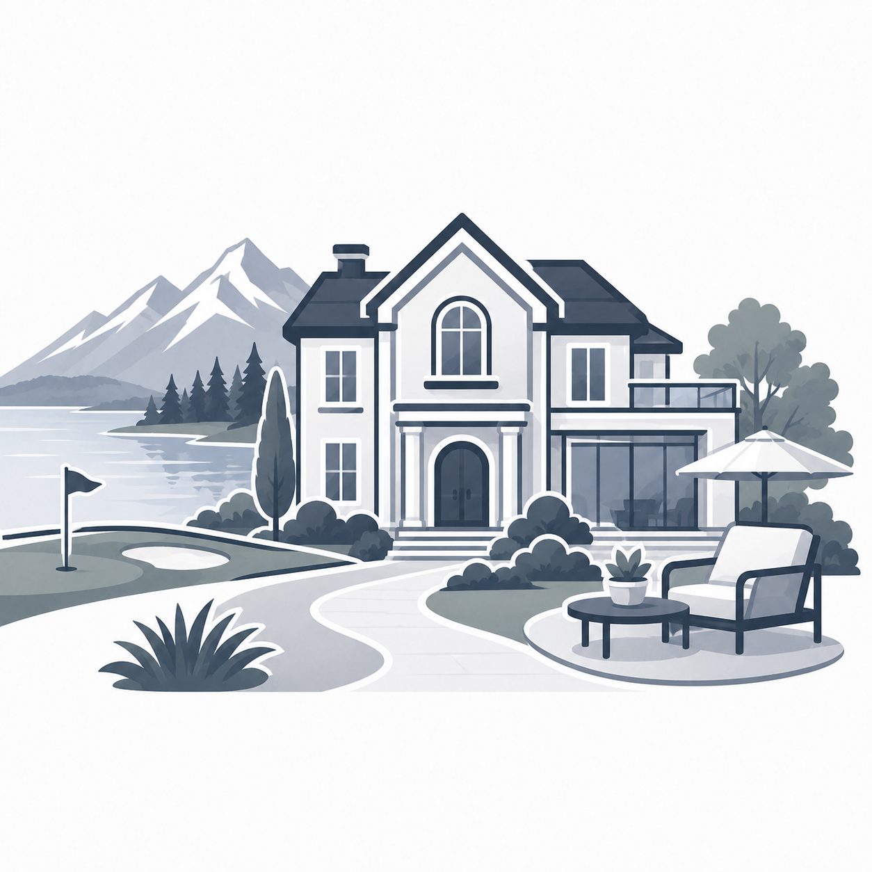 Luxury lakefront home with golf and outdoor living amenities representing lifestyle-based buyer guidance