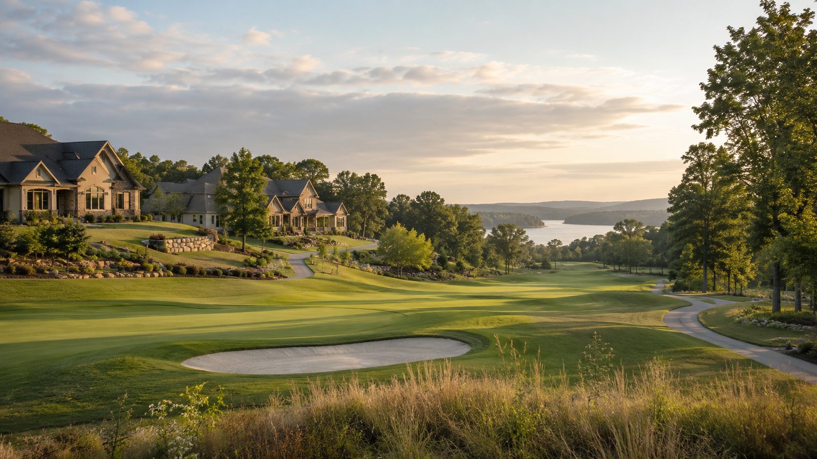 Lenoir City golf community setting with fairway, homes, trees, and rolling East Tennessee hills